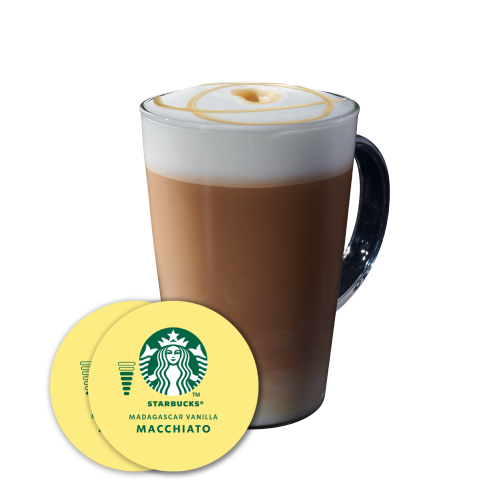 Chávena e Imagem Cápsula STARBUCKS® Madagascar Vanilla Macchiato 12 Cápsulas NESCAFÉ® Dolce Gusto®